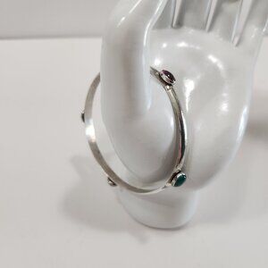 Rare Vintage 80's Tulla Booth Multi Stone Sterling Silver Bangle Bracelet